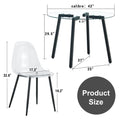 Modern Simple Style Round Transparent Tempered Glass Table, Black Metal Legs, 4 Piece Set Of Modern Minimalist Transparent Dining Chairs With Black Metal Legs, Drt 1123R Tw 1200 Transparent Glass