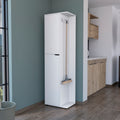 Broom Storage Closet Edmond, Kitchen, White White Particle Board Engineered Wood