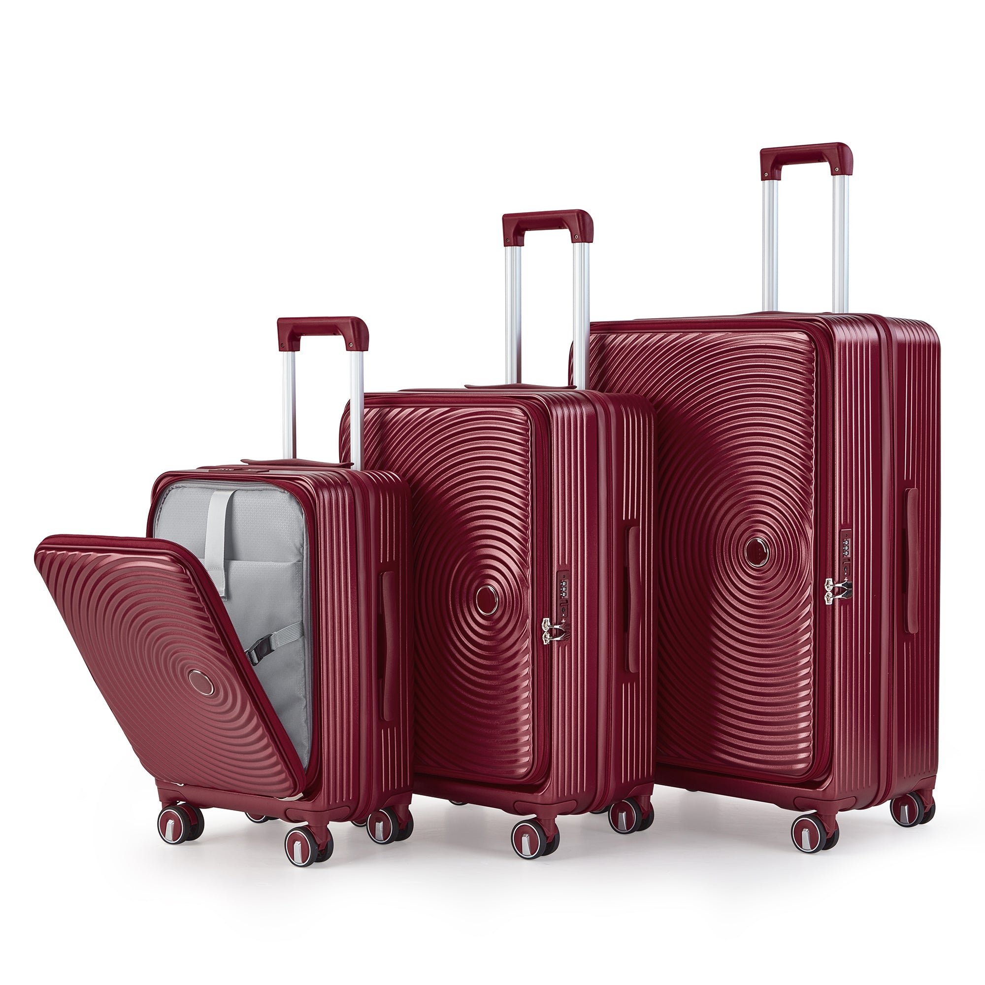 Luggage Sets 3 Piece 20 24 28 , Expandable Carry On wine red-pc