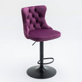 Swivel Velvet Barstools Adjusatble Seat Height From 25 33 Inch,17.7Inch Base, Modern Upholstered Bar Stools With Backs Comfortable Tufted For Home Pub And Kitchen Island,Purple,Set Of 2,Sw1812Pp Purple American Design Foam Velvet