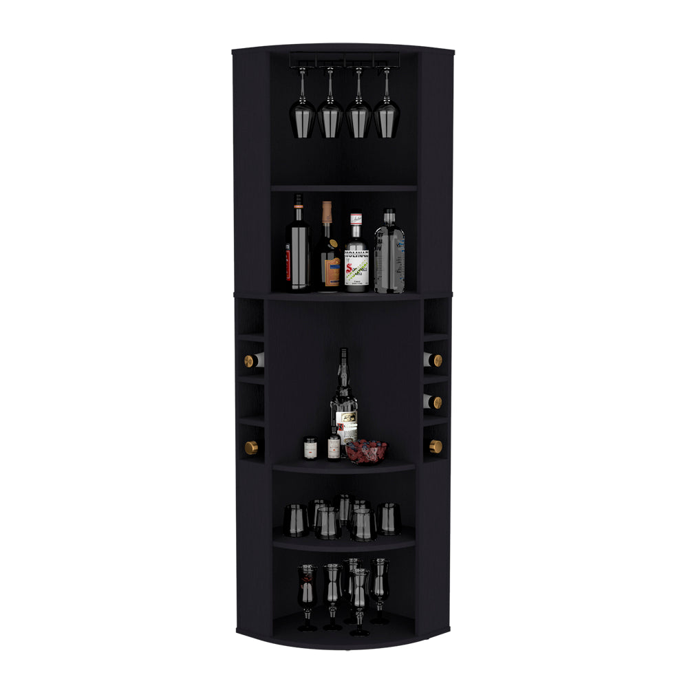 Bar Cabinet Jansen, Living Room, Black Black Particle Board Engineered Wood