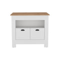 Kitchen Island Geneva, White Macadamia Multicolor Particle Board Engineered Wood