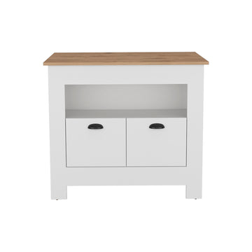 Kitchen Island Geneva, White Macadamia Multicolor Particle Board Engineered Wood