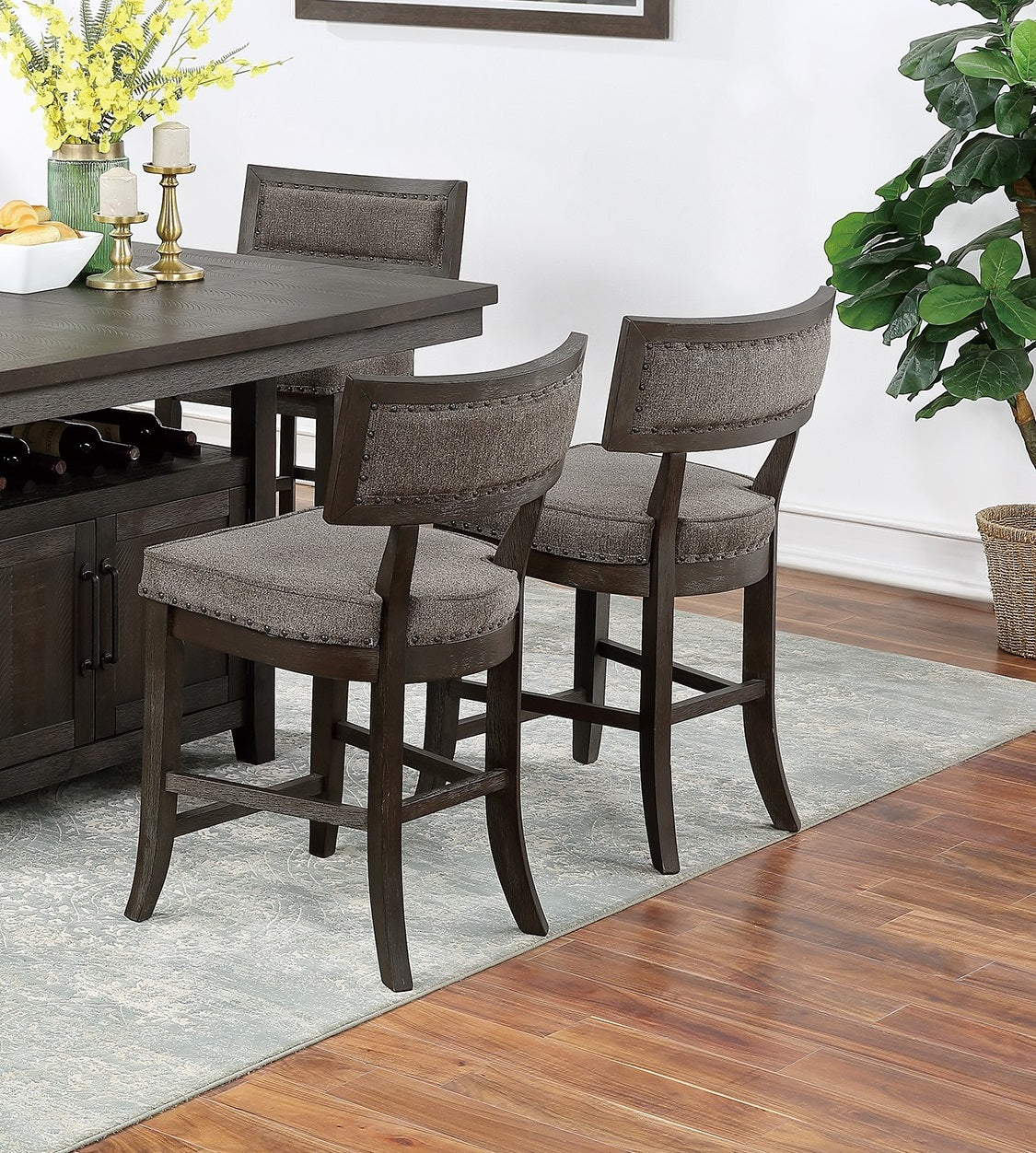 Dining Room Furniture Counter Height Dining Table W Butterfly Leaf Rustic Espresso Storage Base 7Pc Dining Set 6X High Chairs Unique Design Back Espresso Wood Dining Room Solid Wood Rubberwood Rectangular Dining Table With Chair Wood Wood Espresso Seats