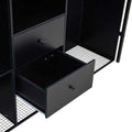 Full Size Metal Loft Bed With Drawers, Storage Staircase And Small Wardrobe Full Black Mdf Metal