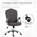 Vinsetto Home Office Chair, Velvet Computer Chair, Button Tufted Desk Chair With Swivel Wheels, Adjustable Height, And Tilt Function, Dark Gray Gray Polyester