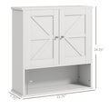 Kleankin Farmhouse Bathroom Wall Cabinet, Wall Mounted Medicine Cabinet With Open Shelf & Adjustable Shelf, Storage For Laundry Room, White White Mdf