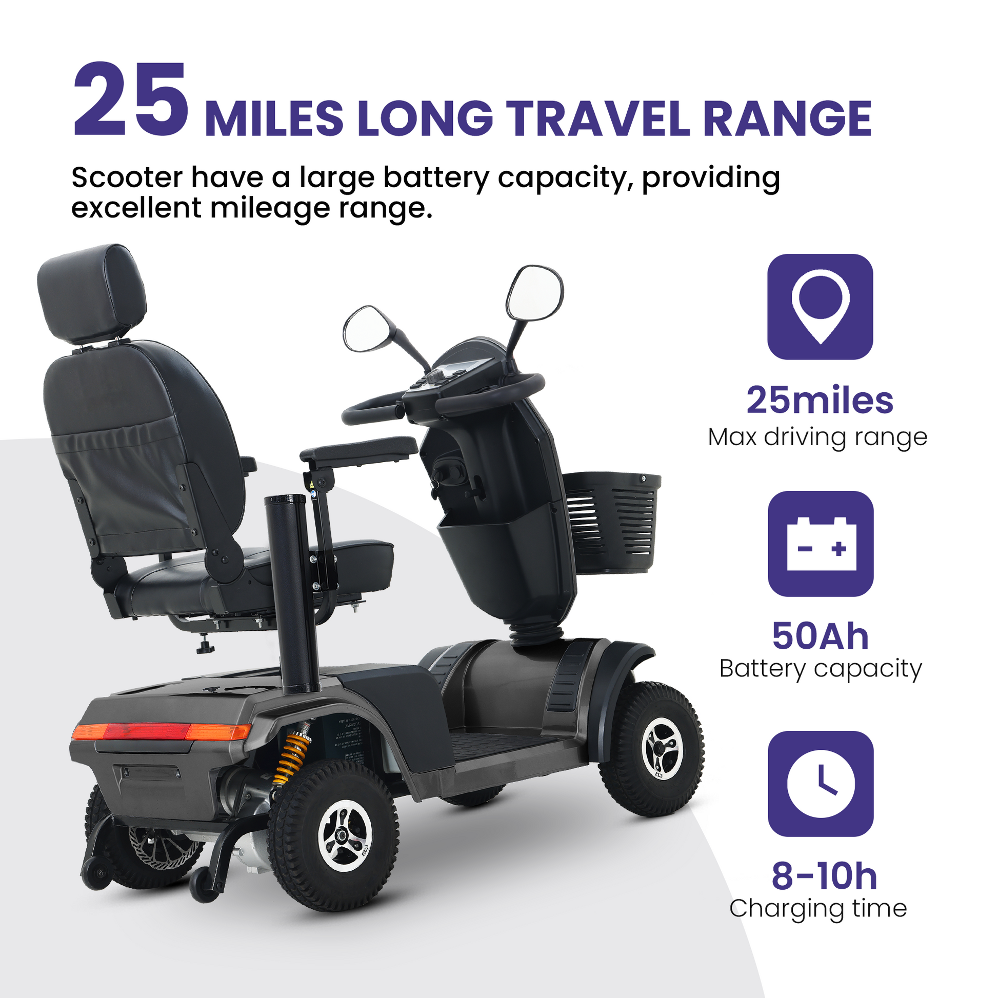 S500 Black Heavy Duty Mobility Scooter Black Metal