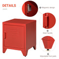 Homcom Industrial End Table, Living Room Side Table With Locker Style Door And Adjustable Shelf, Red Red Steel