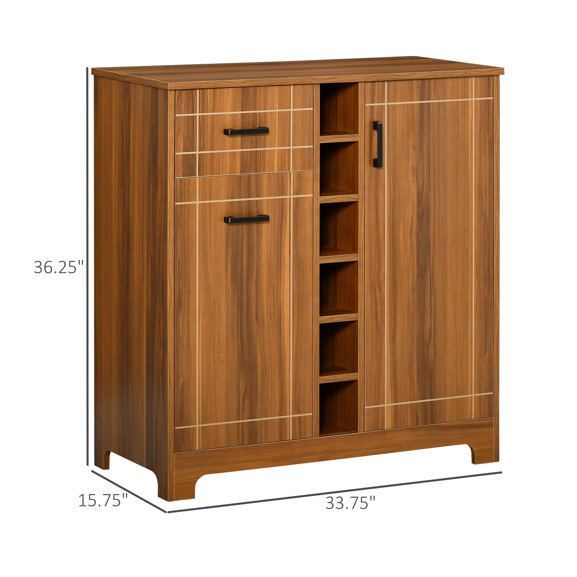 Homcom Retro Wine Cabinet For 6 Bottles, Wine Rack Sideboard Serving Bar With Glass Holders And 1 Drawer, Brown Brown Mdf