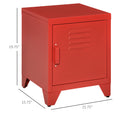 Homcom Industrial End Table, Living Room Side Table With Locker Style Door And Adjustable Shelf, Red Red Steel