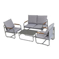 4 Piece Outdoor Patio Furniture Sets, Patio Conversation Set With Removable Seating Cushion, Courtyard Patio Set For Home, Yard, Poolside Gray Aluminum