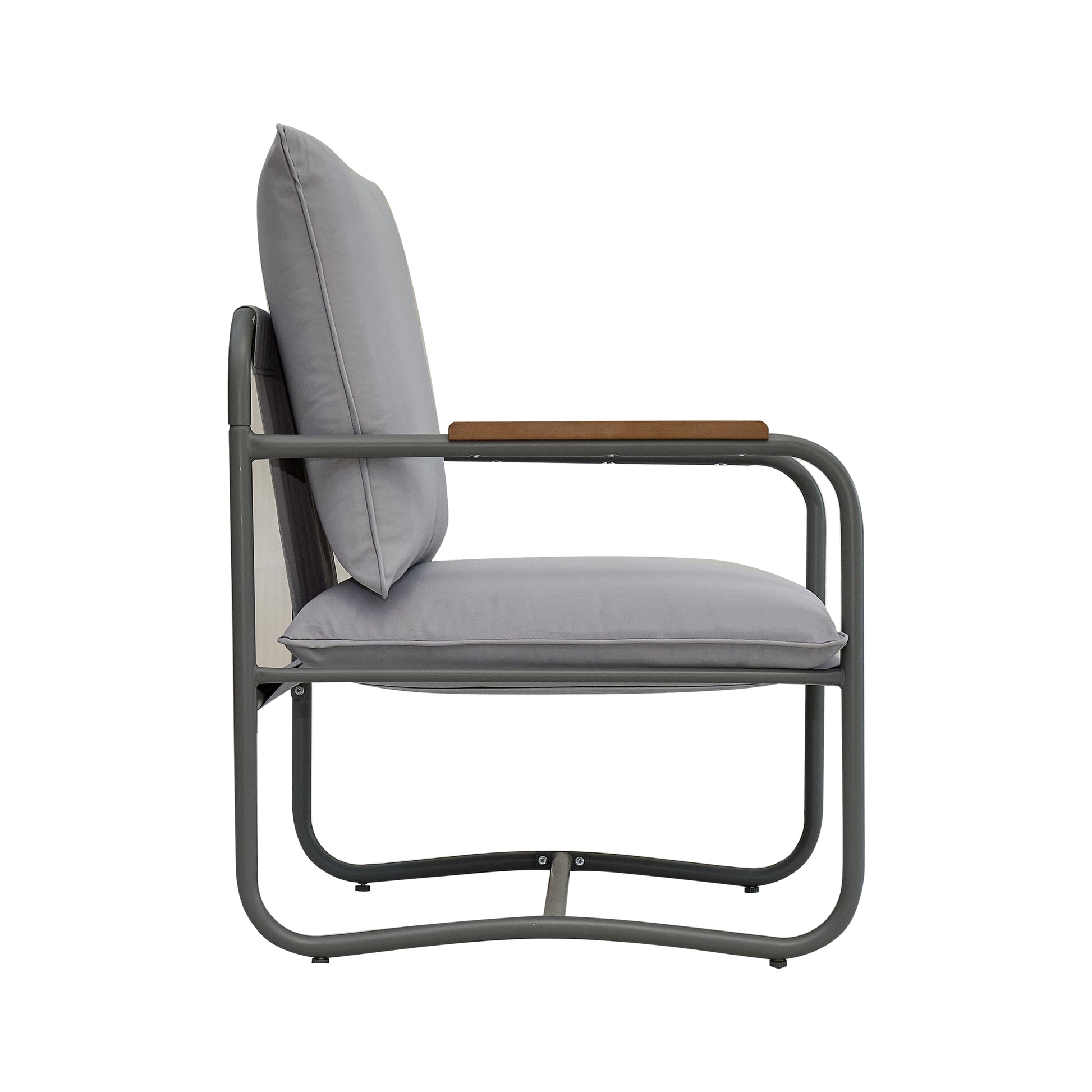 4 Piece Outdoor Patio Furniture Sets, Patio Conversation Set With Removable Seating Cushion, Courtyard Patio Set For Home, Yard, Poolside Gray Aluminum