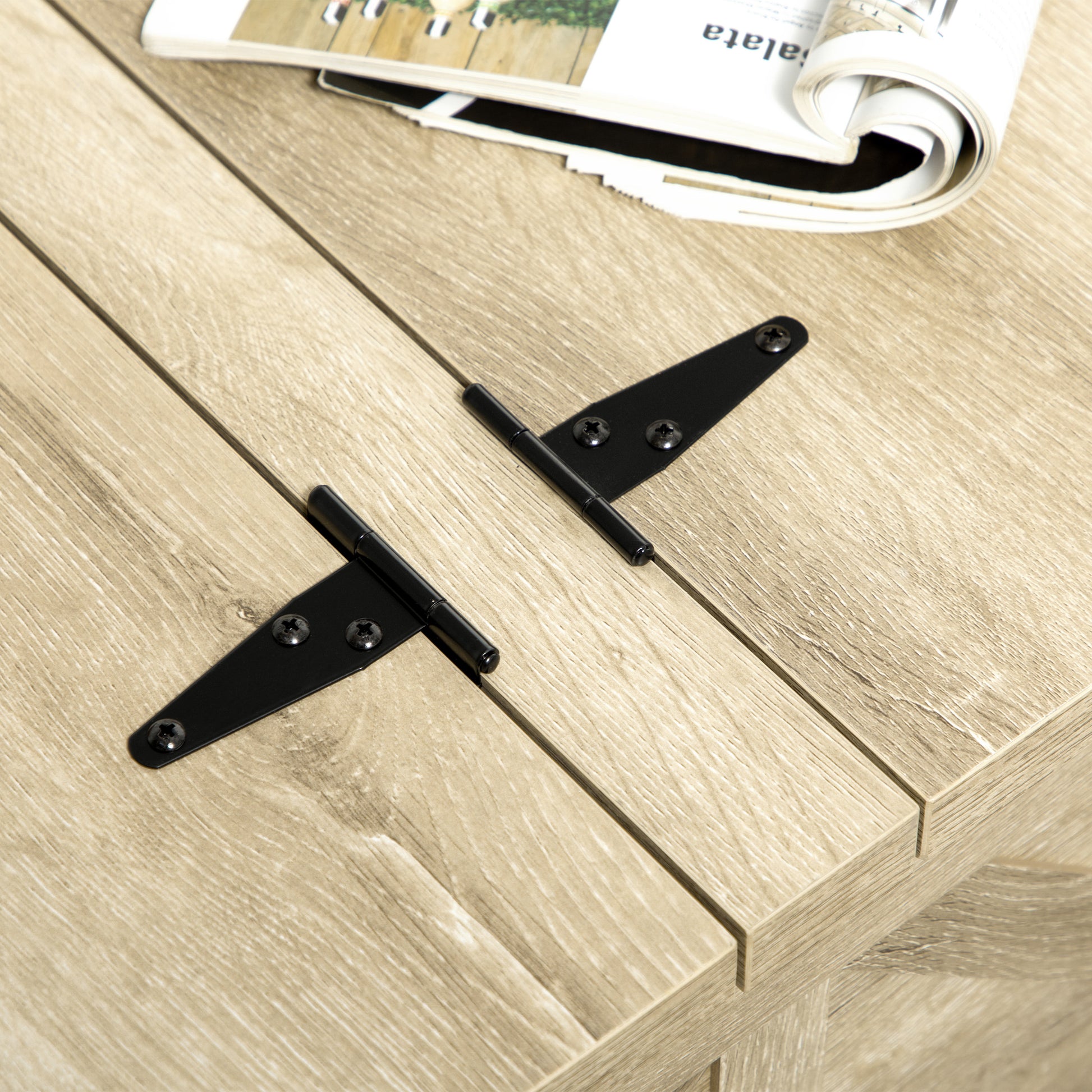 Homcom Farmhouse Coffee Table With Storage, Square Coffee Table For Living Room, Wooden Center Table With Hinged Lift Top And Hidden Space, Oak Natural Particle Board