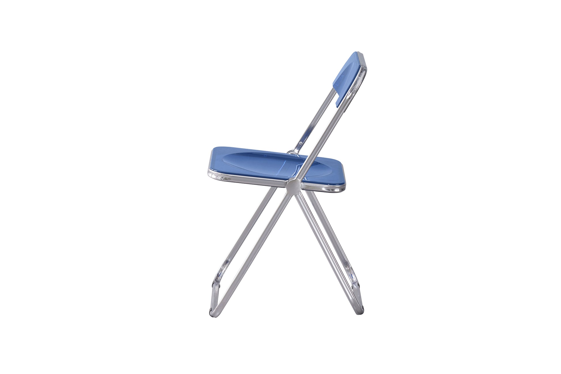 Blue Clear Transparent Folding Chair Chair Pc Plastic Living Room Seat Zdy Lan 2 Blue Steel