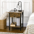 Homcom End Table With Wireless Charging Station And 2 Usb Ports, Small Side Table With 2 Tier Storage, Drawer For Living Room, Bedroom, Rustic Brown Brown Particle Board