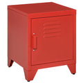 Homcom Industrial End Table, Living Room Side Table With Locker Style Door And Adjustable Shelf, Red Red Steel