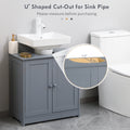 Homcom Under Sink Bathroom Cabinet With 2 Doors And Shelf, Pedestal Sink Bathroom Vanity Cabinet, Gray Gray Mdf