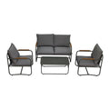 4 Piece Outdoor Patio Furniture Sets, Patio Conversation Set With Removable Seating Cushion, Courtyard Patio Set For Home, Yard, Poolside Grey Gray Aluminum