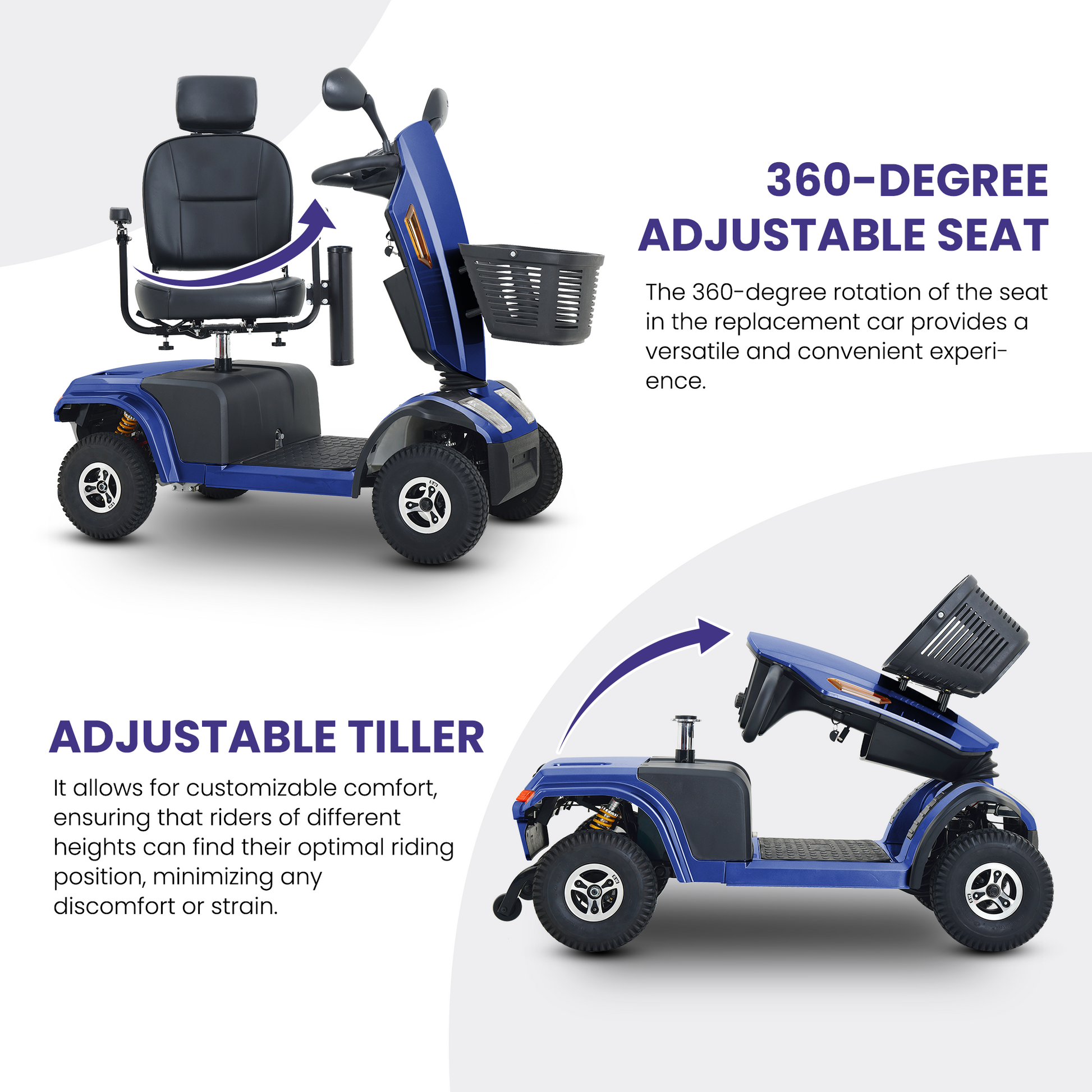 S500 Blue Heavy Duty Mobility Scooter Blue Metal