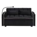 55.51 Inch Versatile Foldable Sofa Bed In 3 Lengths, Modern Sofa Sofa Sofa Velvet Pull Out Bed, Adjustable Back And With Usb Port And Ashtray And Swivel Phone Stand Black Black Velvet Wood Primary Living Space Medium Soft Cushion Back Delicate Duty
