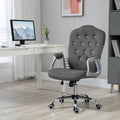Vinsetto Home Office Chair, Velvet Computer Chair, Button Tufted Desk Chair With Swivel Wheels, Adjustable Height, And Tilt Function, Dark Gray Gray Polyester