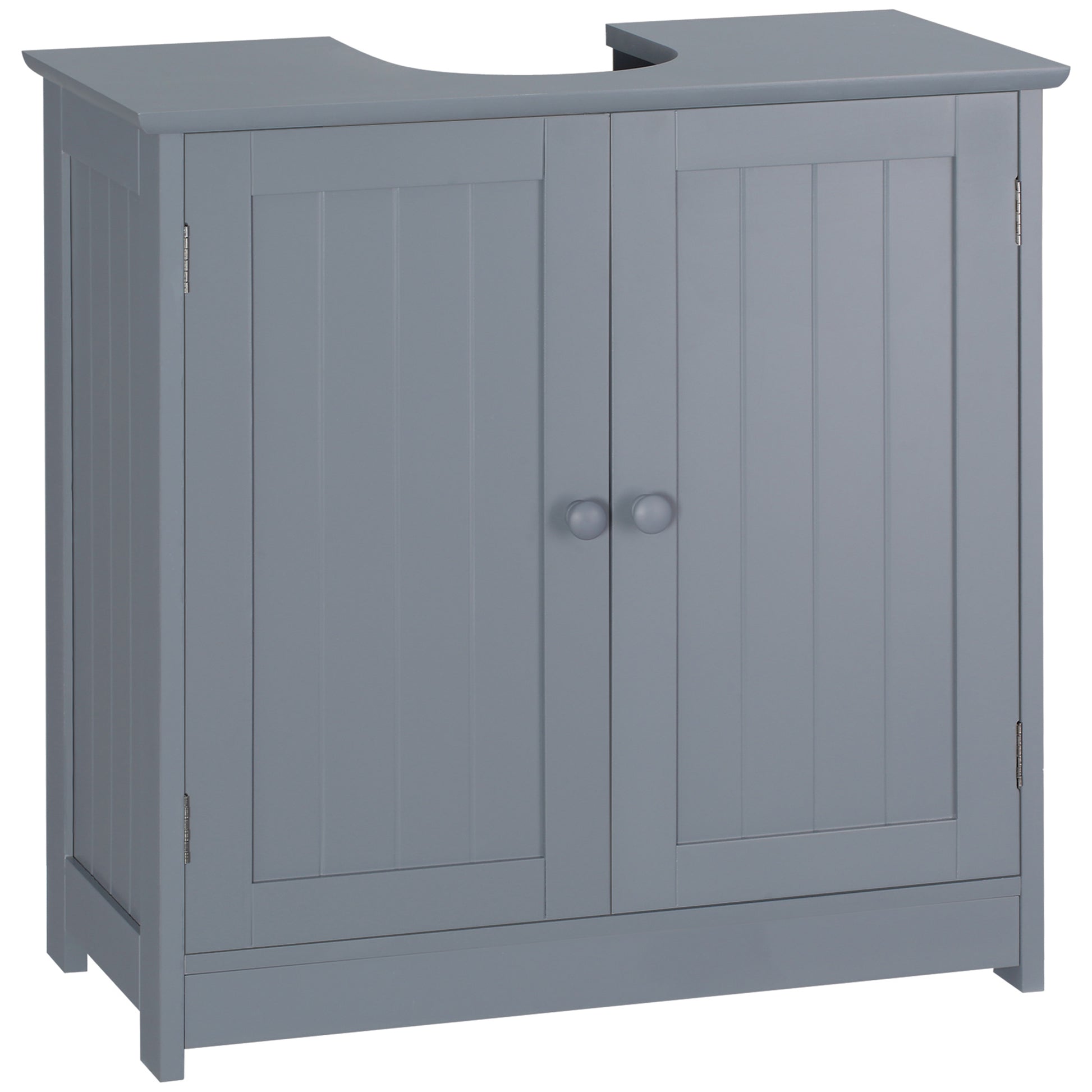 Homcom Under Sink Bathroom Cabinet With 2 Doors And Shelf, Pedestal Sink Bathroom Vanity Cabinet, Gray Gray Mdf