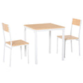 Homcom 3 Piece Wooden Square Dining Table Set With 1 Table And 2 Chairs And Sturdy Metal Frame For Small Space, White White Mdf