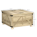 Homcom Farmhouse Coffee Table With Storage, Square Coffee Table For Living Room, Wooden Center Table With Hinged Lift Top And Hidden Space, Oak Natural Particle Board