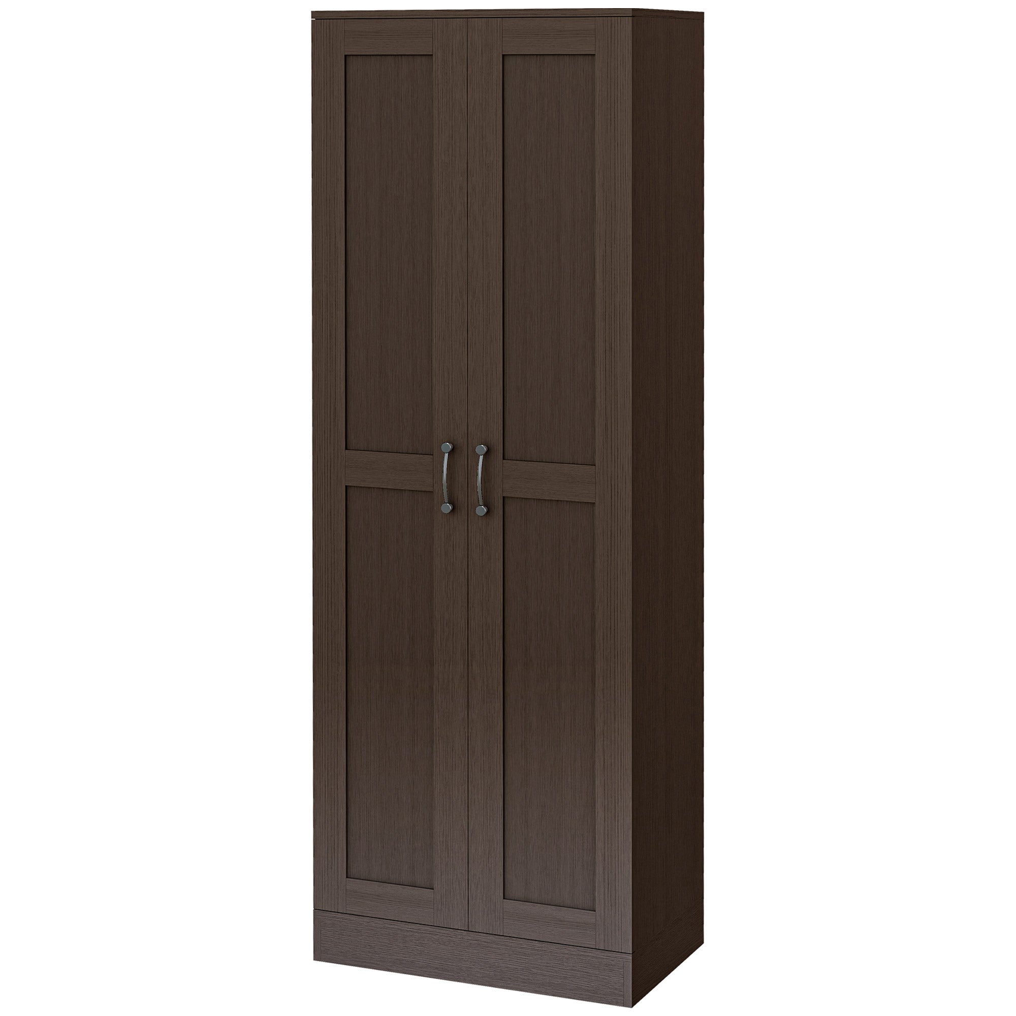 Homcom 69" Tall Storage Cabinet With Movable Storage Shelves, Modern Style Pantry Cupboard Cabinet With Soft Close Doors, Coffee Brown Particle Board