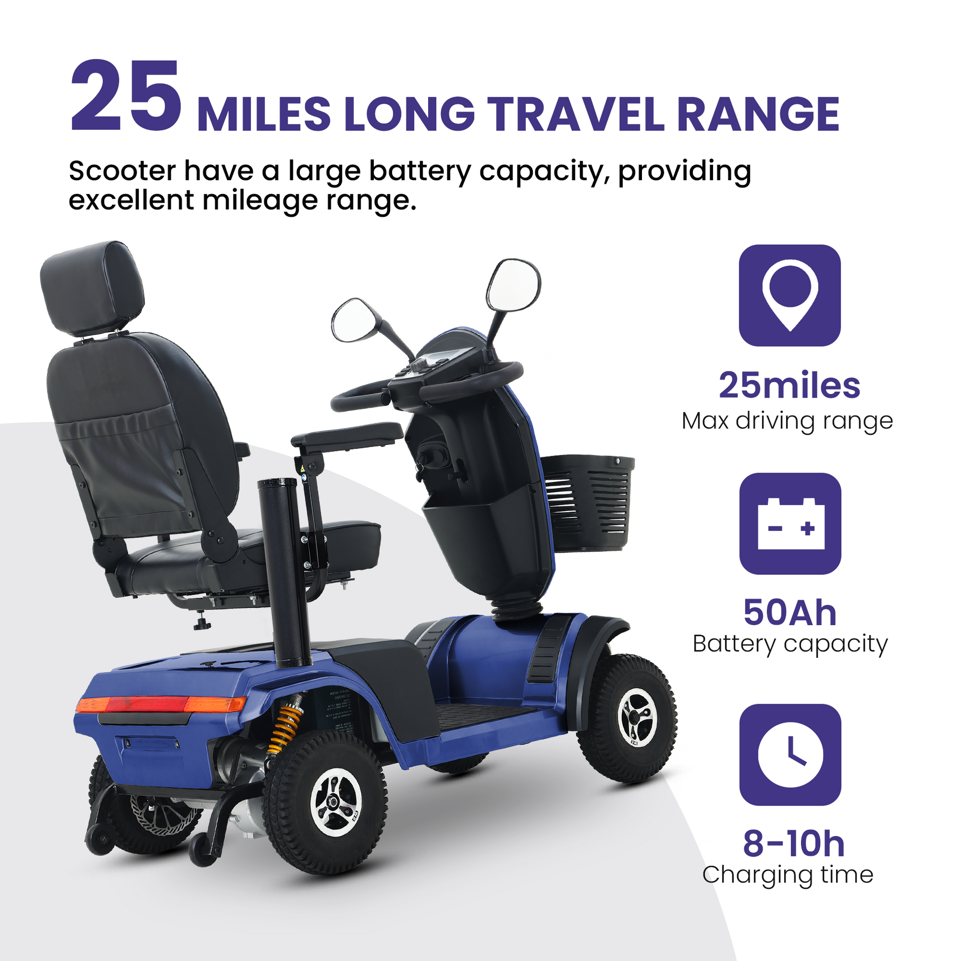 S500 Blue Heavy Duty Mobility Scooter Blue Metal