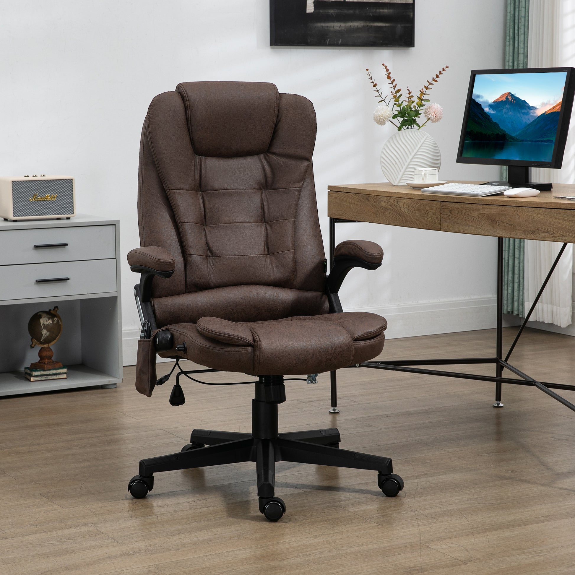 Homcom 6 Point Vibrating Massage Office Chair With Heat, Microfiber Hi Homcom 6 Point Vibrating Massage Office Chair With Heat, Microfiber Hi