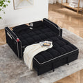 55.51 Inch Versatile Foldable Sofa Bed In 3 Lengths, Modern Sofa Sofa Sofa Velvet Pull Out Bed, Adjustable Back And With Usb Port And Ashtray And Swivel Phone Stand Black Black Velvet Wood Primary Living Space Medium Soft Cushion Back Delicate Duty