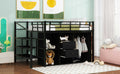 Full Size Metal Loft Bed With Drawers, Storage Staircase And Small Wardrobe Full Black Mdf Metal