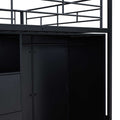 Full Size Metal Loft Bed With Drawers, Storage Staircase And Small Wardrobe Full Black Mdf Metal