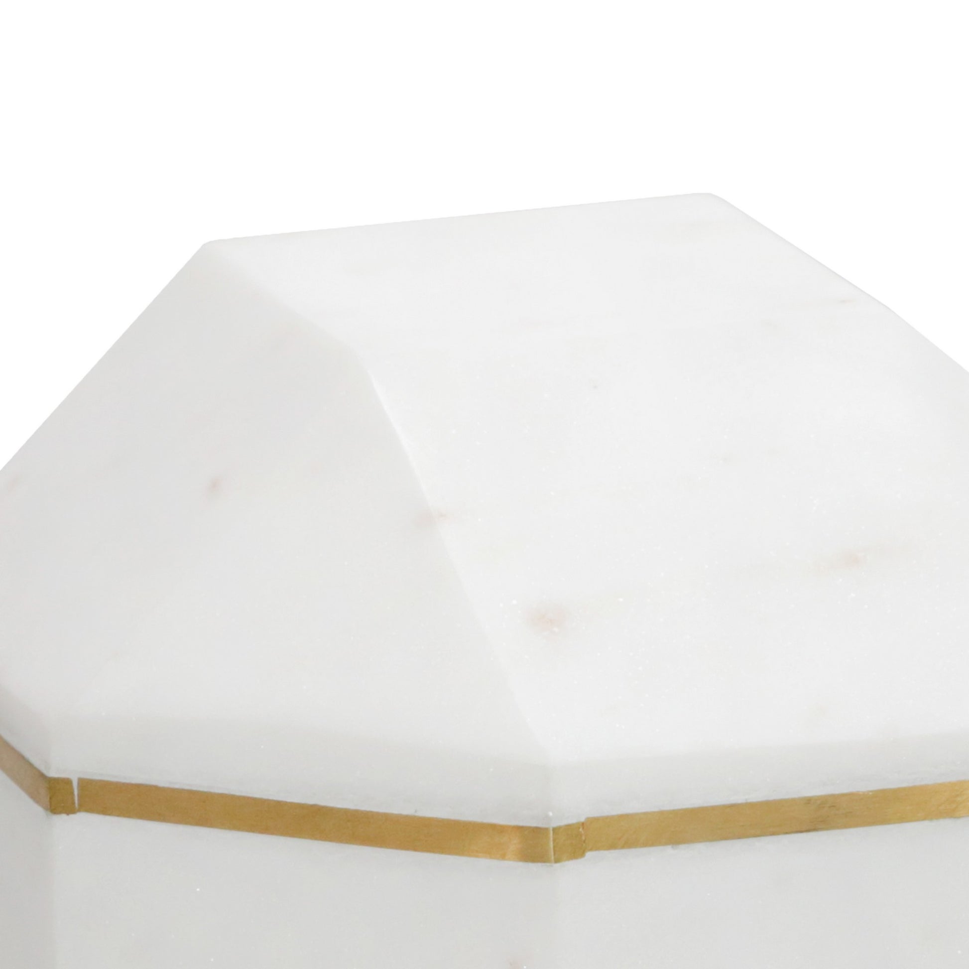 6 Inches Marble Frame Octagonal Orb With Stable Base, White White Marble