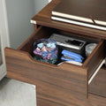 Homcom 3 Drawer Office Storage Cabinet, Under Desk Cabinet With Wheels, Brown Wood Grain Black Particle Board