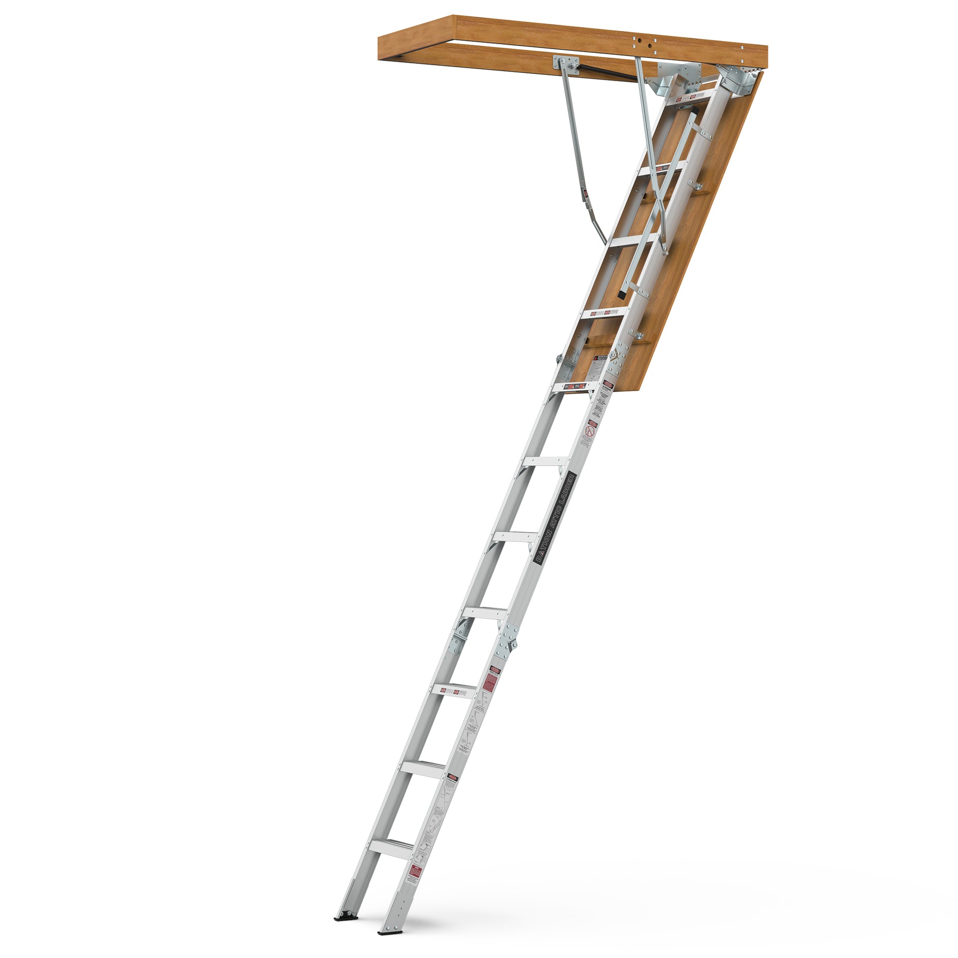 Household Aluminum Attic Ladder 25" X 54" ,375 Lbs Capacity, 7'8" 10'3" Ceiling Height Grey Aluminium Alloy