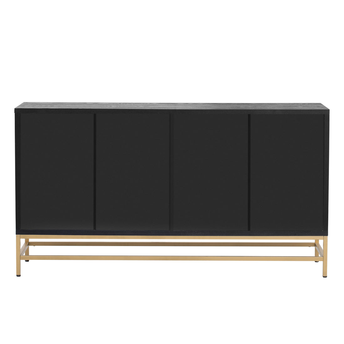 Retro Style Sideboard With Adjustable Shelves, Rectangular Metal Handles And Legs For Kitchen, Living Room, And Dining Room Black Black Mdf