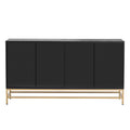 Retro Style Sideboard With Adjustable Shelves, Rectangular Metal Handles And Legs For Kitchen, Living Room, And Dining Room Black Black Mdf