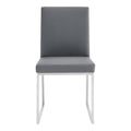 20 Inchesmetal Frame Dining Chair, Set Of 2, Gray Gray Faux Leather