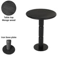 24 Inch Side End Table, Round Top With Turned Pedestal Base, Handcrafted Sandblasted Matte Black Black Metal & Wood