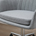Vinsetto Mid Back Task Chair, Fabric Home Office Chair, Swivel Desk Chair With Tub Shape Design & Lined Pattern Back For Living Room, Bedroom, Gray Gray Polyester