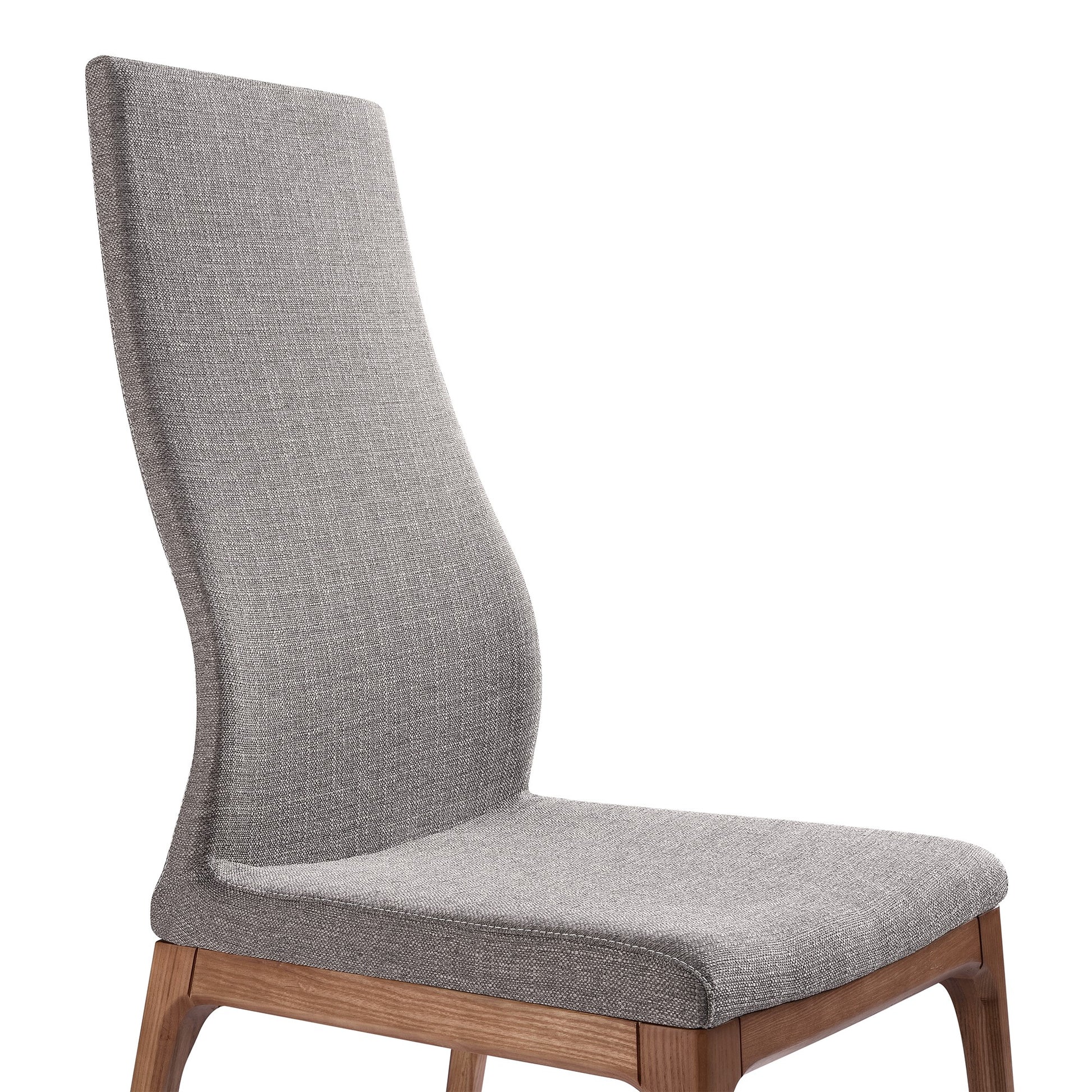 Fabric Sloped Elongated Back Dining Chair With Splayed Legs, Set Of 2,Gray Gray Wood Fabric