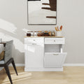 Two Drawers And Two Compartment Tilt Out Trash Cabinet Kitchen Trash Cabinet White White Mdf