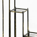 40, 29, 17 Inch 2 Tier Square Metal Plant Stand, Slatted, Set Of 3, Black, Gold Gold Blue Metal