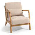 Leisure Chair With Solid Wood Armrest And Feet, Mid Century Modern Accent Sofa,1 Seat Beige Linen
