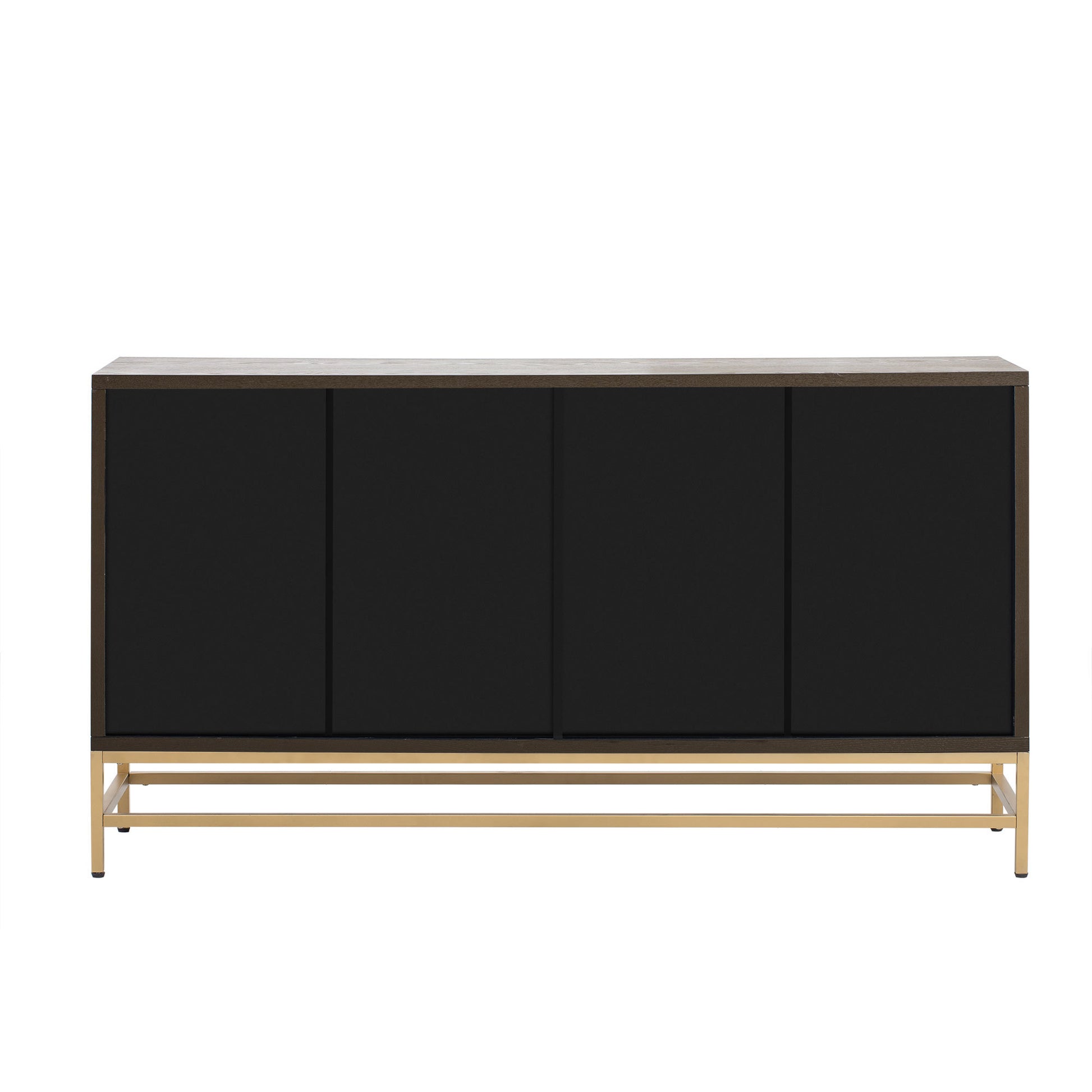 Retro Style Sideboard With Adjustable Shelves, Rectangular Metal Handles And Legs For Kitchen, Living Room, And Dining Room Espresso Espresso Mdf