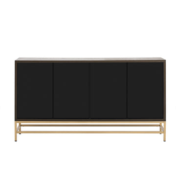 Retro Style Sideboard With Adjustable Shelves, Rectangular Metal Handles And Legs For Kitchen, Living Room, And Dining Room Espresso Espresso Mdf