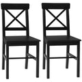 Homcom Modern Farmhouse Dining Chairs Set Of 2, Wooden Kitchen Chairs With Cross Back, Solid Structure For Dining Room, Black Black Wood